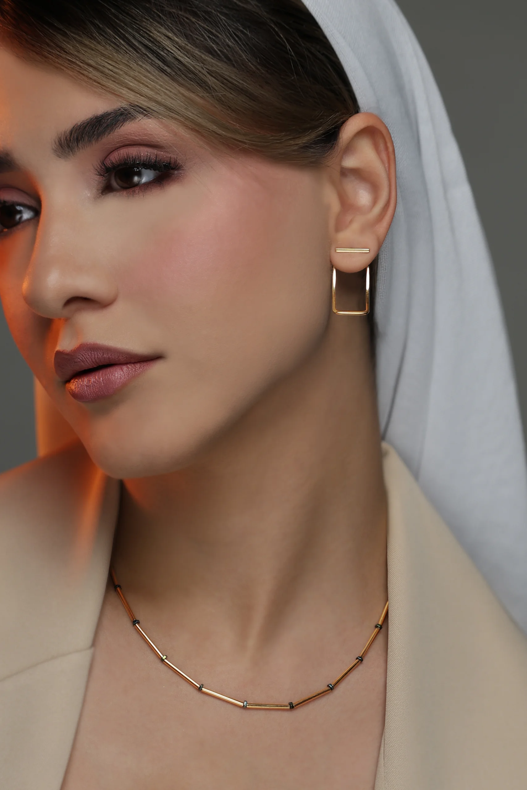 گوشواره میخی مستطیل خطی